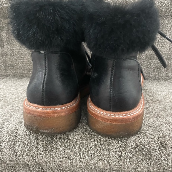 Leather and fur lace up booties - Picture 7 of 10